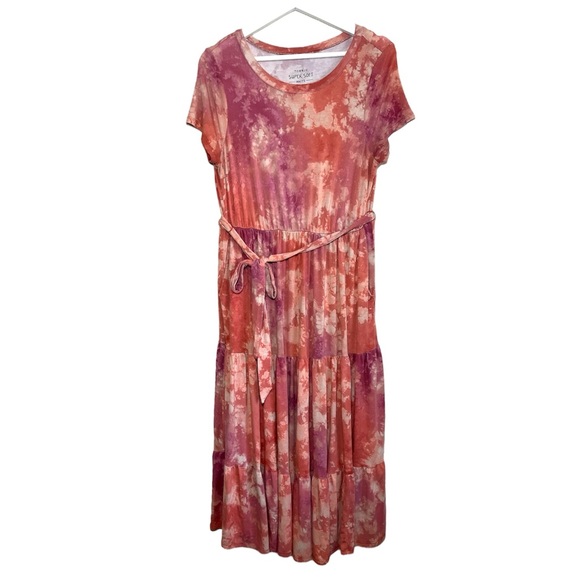 Torrid | Super Soft Pink Tie Dye Jersey Boho Chic Tiered Dress Size M / 00 - Picture 2 of 3